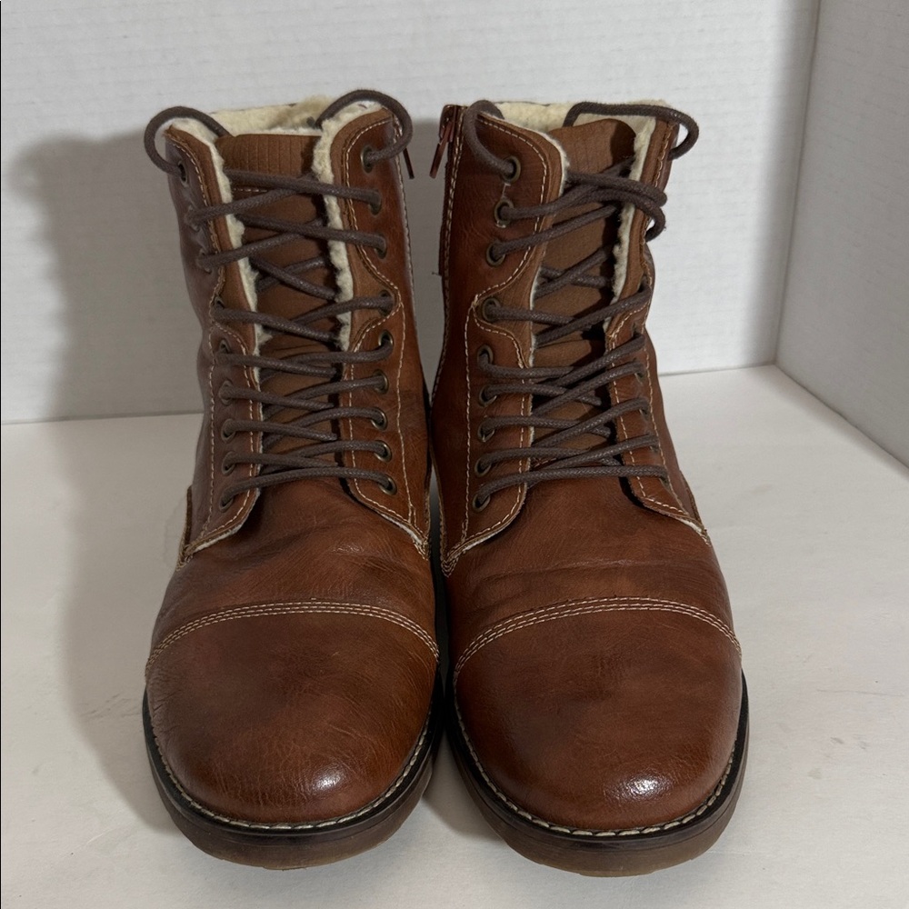 Dexter Brown Leather Lace-Up Shearling Boots